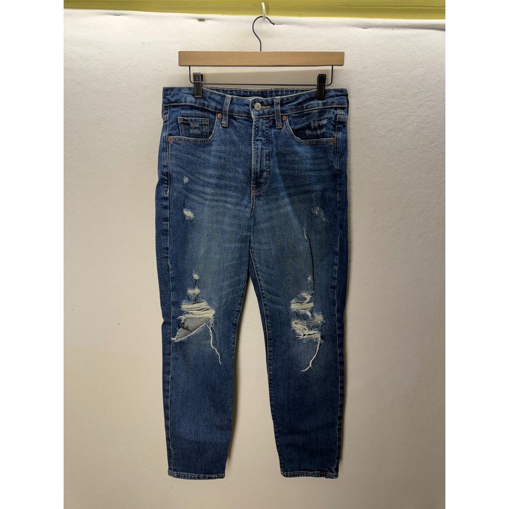 Old Navy OG Straight Jeans Womens 8 Blue Distressed High Rise 3598
